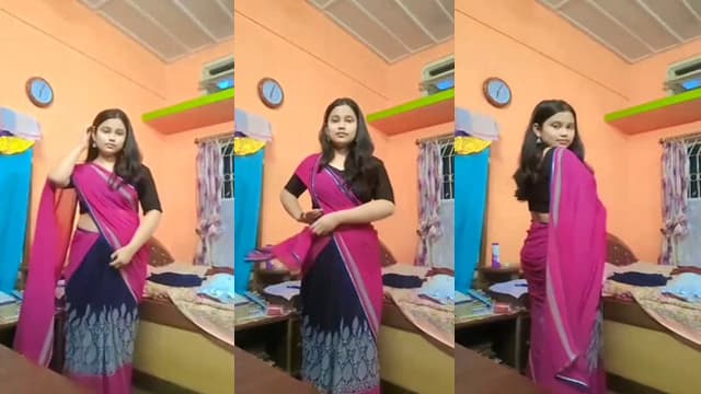 Cute Saree Girl Shy – Boobs Show Blouse Remove