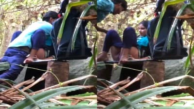 Horny College Couple Quick Outdoor Fucking Video